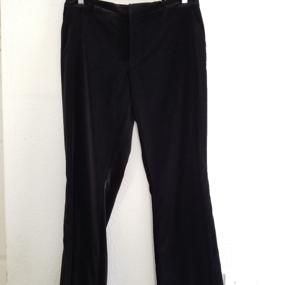 Alice+Olivia Velvet Classic Black Boot Cut Pants Size 10 - Picture 3 of 9